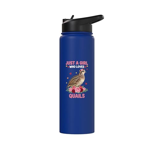 Bird, For The Girl Who Adores Quails Stainless Steel Insulated Water Bottle - color: Royal Blue