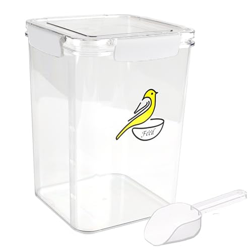 Bird Seed Storage Container-Airtight Bird Food Container-8.4lb/5 l Pet Food Storage Containers with Birds Seed Scoop-Wild Birds Dispenser-forPet Parakeets Finches Food Mealworms/Clear - size: 5L