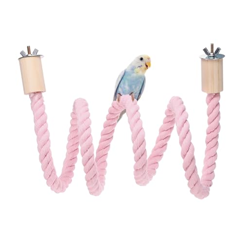 Bird Rope Perch Swing, Stand Rope Perch Standing Pole Accessory Climbing Swing Paw Grinding 55 Inch, (Pink) Intended for Parrot/Parakeet/Budgies/Cockatiels/Lovebirds - color: Pink, size: 55 Inch