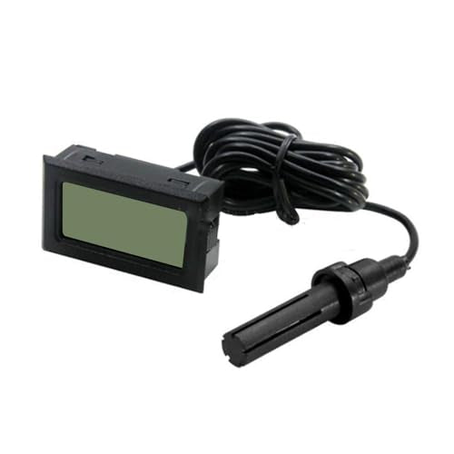 Digital Thermometer Hygrometer with Probe, LCD Display Temperature Humidity Meter for Indoor Incubator Reptile Plant Terrarium, Embedded Installation, Wide Range 10 to 99
