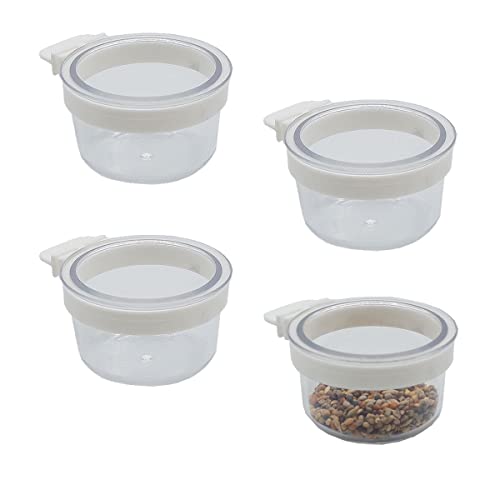 4 pcs Detachable Transparent Bowls for Canary Finch Parrot Seed Water Feeder
