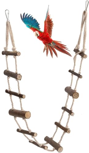 39.4in Rope Ladder Bird Ladder Wooden Bird Bridge Hamster Bridge | Rope Ladder for Small Pets Hamsters Mice Gerbils Parrots and Chinchillas