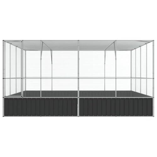 Galvanized Steel Aviary for Birds, Large Parrot Cage with Lockable Door, 164.6x163x83.5 Inch Outdoor Bird Enclosure for Budgies, Rabbits, Ducks, Chickens