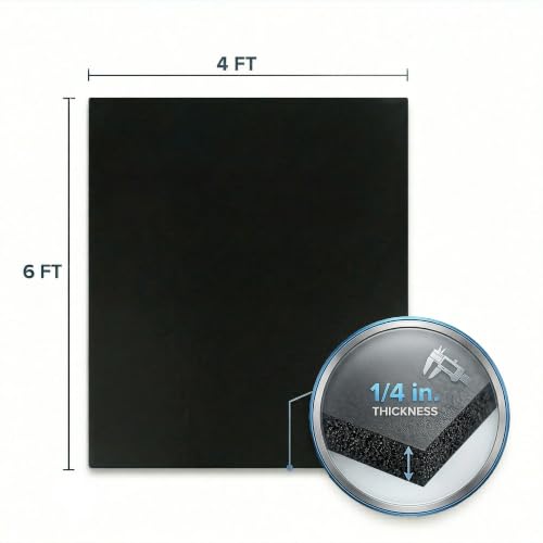 Flooring Inc's 1/4" Thick Tough Rubber Flooring Roll | Flexible Recycled Rubber Floor Mats for Home Gym | Heavy Duty Rubber Mat for Home Gyms, Sheds, Horse Stall Mat or Trailer - color: Black, size: 72"L x 48"W x 0.3"Th