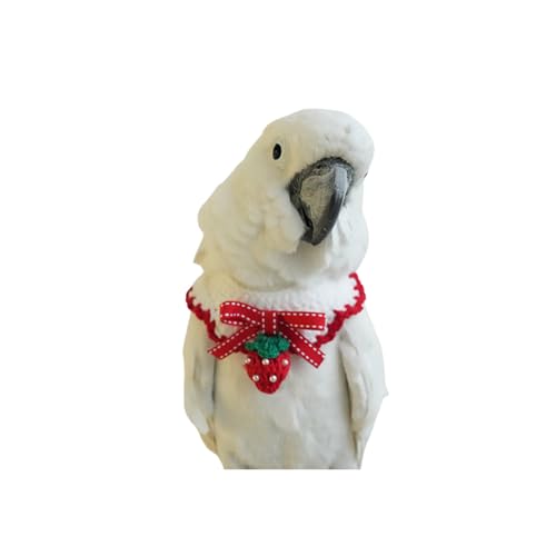 Bird Collar, Bird Clothes, Parrot Bird Supplies, Cute Collar for Medium and Large Birds Eclectus Cockatoo African Grey Amazon Bow Tie Scarf Super Cute Costume Photo Prop for Parrots (Strawberry) - style: Strawberry