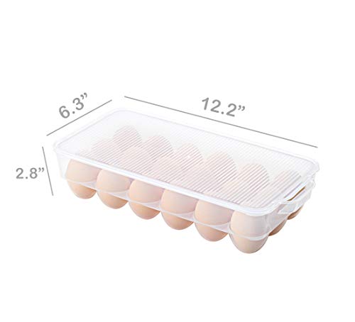 Clear Plastic Egg Holder for Refrigerator, Stackable Egg Storage Trays With Lid & Handles, Plastic Egg Box Carrier 4 Pack, BPA-Free Egg Storage Container for 18 Eggs