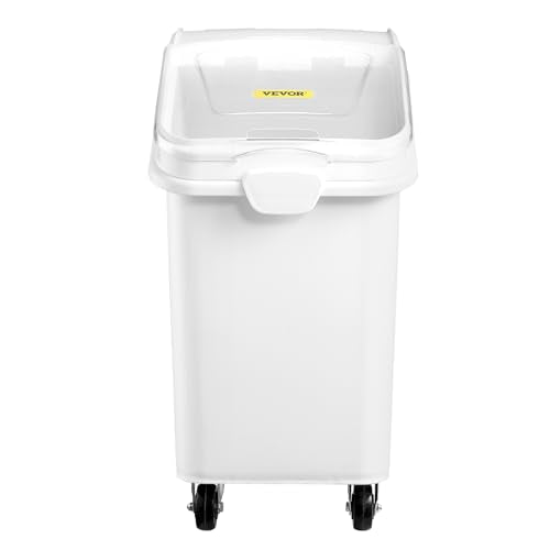 VEVOR 27 Gallon food storage containers 500 Cup Ingredient Bin with Scoop and Sliding Lid Commercial Food Container Ideal for rice storage, dog food container, flour, and sugar containers, White - size: 27 Gallon