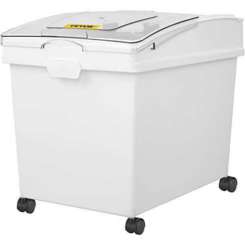VEVOR Ingredient Bin, 10.5 Gallons Capacity Ingredient Storage Bin, PP Material Flour Bins On Wheels, White Shelf Ingredient Bin with Scoop and Sliding Lid, Commercial Storage Bins 3 Pcs/Set - size: 10.5 Gallon (3 Set)