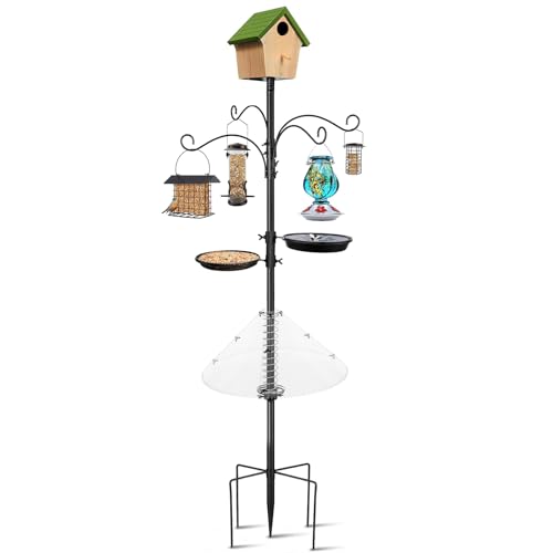 Squirrel Baffle for Bird Feeder Pole, 19-Inch, Clear, with Mounting Bracket and Spiked Edge