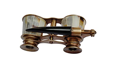Opera Glasses Binoculars for Adults & Kids – 2.5” Vintage Solid Brass with Mother of Pearl Handle – Compact Pocket Size for Theater, Bird Watching, Concerts