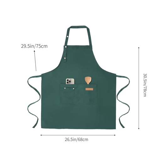 Tosewever Art Aprons for Women Painting Pottery Baking, Mens Buckle Straps Kitchen Apron with Pockets for Chef Cooking - color: Green