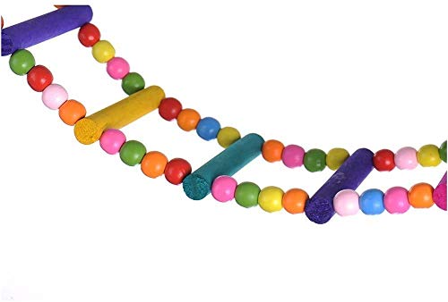 Litewoo Wood Bird Ladder Bridge, Climbing Parrot Swing for Cage | Natural wood, bright colors, steel wire, flexible shape, 23.6"L, for medium & large bird/conure/african grey/cockatiel/cage