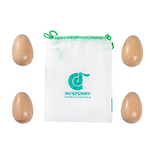 Musfunny Maracas Egg Shakers Musical Instruments, 4pcs Wood Hand Percussion | Music Shakers Instrument for Adult Musical Education Classroom Party Prizes (Natural Wood) - color: Natural Wood