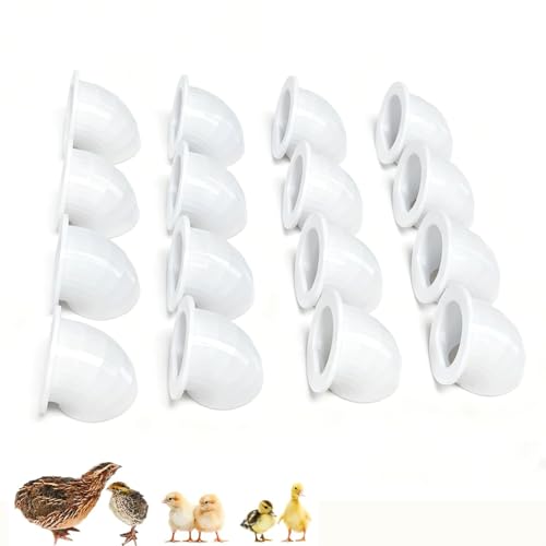 Quail Chick Port Feeder Compatible with DIY Bucket Pail Bin Container Coturnix - Set of 16 (1.75in) - size: 1.75in