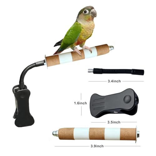 Adjustable Bird Perch Stand with Clip,Portable Parrot Stand, Bendable Bird Training Perch for Cockatiels, Conures, Lovebirds and Medium