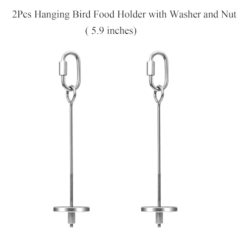 2pcs Hanging Bird Treat Skewer Parrot Fruit Feeder, 5.9 Inch Stainless Steel Bird Food Holder Parrot Fruit Food Skewer with Washer Nut Parakeet Treat Holder Feeder for Parrot Budgie Conure, LXLVOUEG - size: Screw-5.9inches-2P