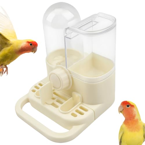 Automatic Bird Feeder and Water Dispenser Combo, 2-in-1 No-Spill Cage Mounted Parrot Food Water Bowl with Perch, Leak-Proof Bird Feeding Station for Parakeets Cockatiels Conures Lovebirds Small Birds