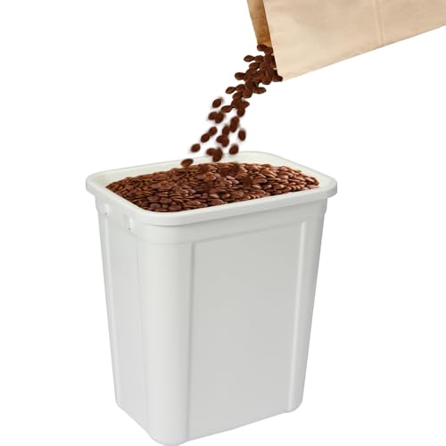 Ashfield & Harkness Airtight Pet Food Storage Container, 23 Qt / 20 Lbs | BPA-free HDPE, slim white/grey design, scoop included, 14.5"x10.5"x17", keeps dry dog & cat food fresh - color: White, size: 20 lbs