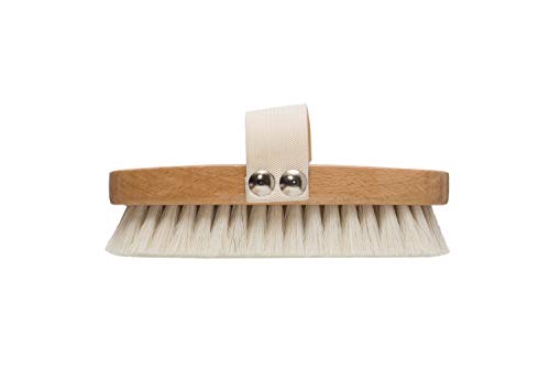 Creative Co-Op Beech Wood Bath Brush with Elastic Band & Metal Rivets