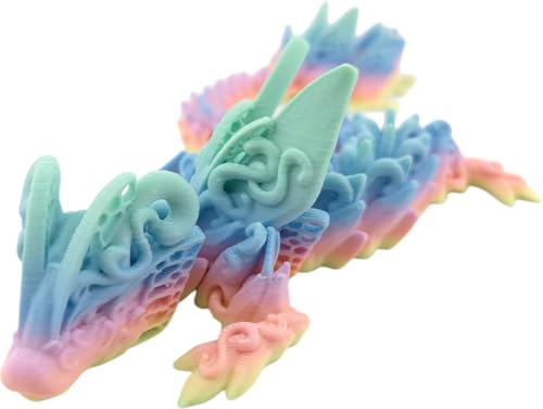 3D Printed Articulated Pastel Rainbow Butterfly Dragon, Home/Office/Desktop Decor, Flexible Sensory Toy, Unique Gift, Insect Lover Gift. (9.5 Inch Dragon with Dragon Scale Egg) - style: 9.5 Inch Dragon with Dragon Scale Egg
