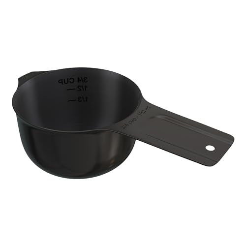 Color Up ¾ Cup Measuring Cup (180 ml) – Premium Blck Stainless Steel, Accurate for Wet & Dry Ingredients, Embossed Markings, Easy-Pour Spouts, Dishwasher-Safe, Kitchen Essential - size: 3/4 Cup (180 ml) Black