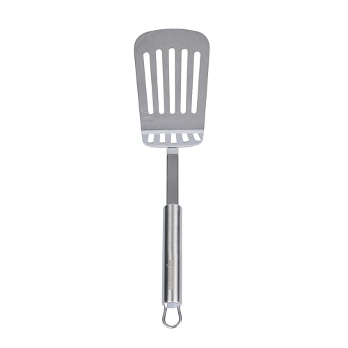 Restaurantware 12.5 in Stainless Steel Slotted Turner - German Standard Heat Resisant Metal Spatula with Ergonomic Handle, Dishwasher Safe - Kitchen Turner for Grilling, BBQ, Frying - size: Steel Slotted Spatula