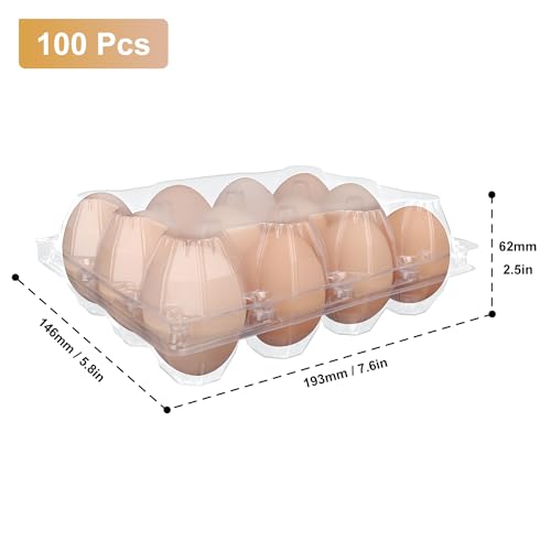 100 Pack Bulk Egg Cartons, Clear Plastic Chicken Egg Holders, Egg Tray Carton Holder for Home & Kitchen, Farm & Market Use, An Eco-Friendly Egg Storage Solution, 12 Grids(Medium Size) - color: （3*4） / 12 Grids