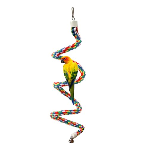 79'' Bird Perch,Bird Rope Perch & Birds Swing Set,Bird perches for cage,Rope Perch for Conures,Parrots,Cockatiel,Lovebird,Budgerigar,Parakeet perches for cage