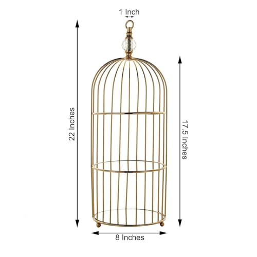 Efavormart 22" - 3 Tier Crystal Mirror Top Gold Metal Bird Cage Cupcake Cake Stand, Dessert Display for Wedding, Party, Birthday, Baby Shower Celebrations, Home Decorations - color: Gold, size: 3-Tier 22" Bird Cage