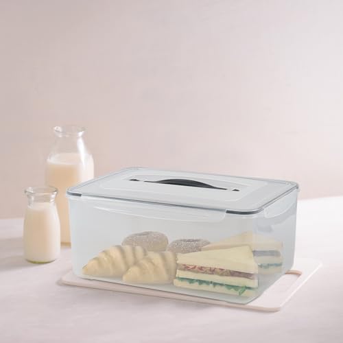 4 Packs Airtight Food Storage Containers with Gasket Sealing Lid | 16 L / 546 Oz, Plastic Storage Bins Boxes for Bread, Rice, Flour, Dog Cat Bird and Other Pet Food