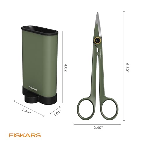 Fiskars 6" Plant Detailer Snips & Holder, Precision Indoor Gardening Tool | For Trimming & Pruning Dense Foliage, Long Reach Stainless Steel Micro-Tip Blades for Clean Cuts and Healthy Plant Growth - size: Detail Snipper