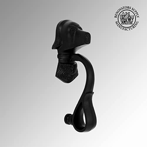 Renovators Supply Manufacturing Door Knockers for Front Door 7-5/8 in. Cast Iron Dog Shaped Door Knocker with Mounting Hardware - color: Black Dog Head