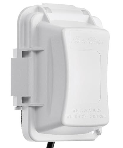 Bates Choice Weatherproof Electrical Outlet Cover, 1-Gang, White Plastic Outdoor Outlet Cover, Plug-In, 120 Volts AC, Compatible with All Devices - color: White, size: 1 Pack