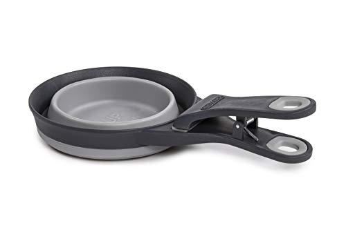 Dexas Popware for Pets Collapsible Klip Scoop, 3-in-1 Pet Food Scoop, Measuring Cup and Bag Clip, 2 Cup Capacity, Light Gray - color: Light Gray, size: 2 Cup Capacity