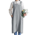 Cotton Aprons for Women and Men | Cross-Back Apron with Pockets - color: Grey