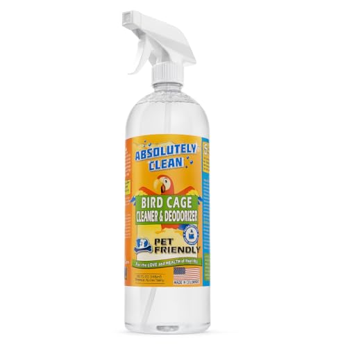 Absolutely Clean Amazing Bird Cage Cleaner and Deodorizer - Just Spray/Wipe - Safely & Easily Removes Bird Messes Quickly and Easily - Made in The US - Fragrance Free (32oz Pack of 1) - style: 32 Fl Oz (Pack of 1)