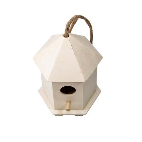 YCHTEWY-DIY Wooden Bird House,Wild Bird Feeder, Hanging Birdhouse Attract Birds & Beautify Your Yard! (Cream, D) - size: D