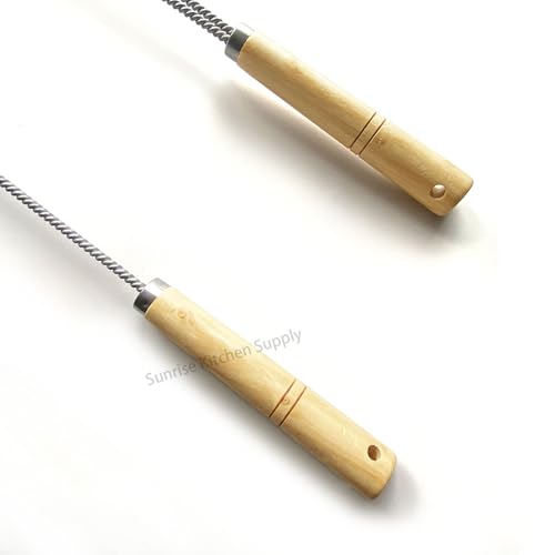 SUNRISE Fryer Brush with Long Handle (Brass, L and Single Brush) - color: Brass, size: L and Single Brush