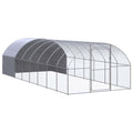 Large Outdoor Chicken Coop, 118.1 x 315.0 x 78.7 in Walk-in Metal Poultry Run with Cover, Galvanized Steel Hen House Cage for Ducks, Rabbits and Small Animals, Silver - color: Silver-I