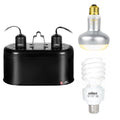Reptile Heat Lamp Blub Combo Pack, Dual Reptile Lamp Fixture with Intense Basking Spot Light UVA Daylight Reptile Heat Lamp & 26W Energy Saving UVA 10.0 UVB Bulb Spiral Compact Bulb - style: DRL01ST4