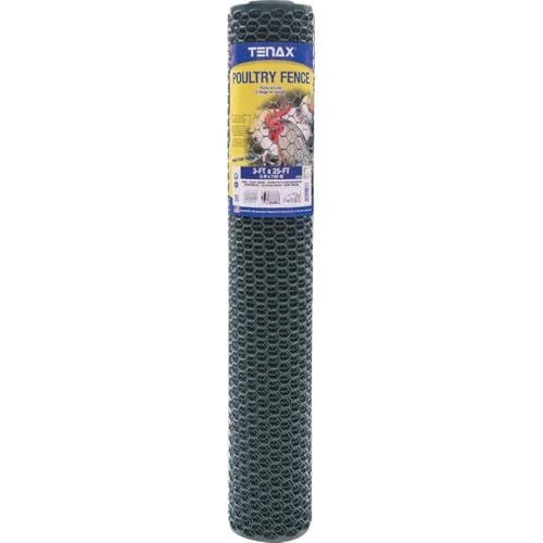 Tenax Poultry Fence - Green Plastic Poultry Fencing, Lightweight, Weather Resistant - 3-ft x 25-ft - Plastic - color: Green, size: 3-ft x 25-ft