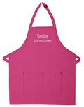 Made in the USA Personalized Embroidered Premium Adult Apron for Men Women Fathers Mothers Day Kitchen BBQ Grilling Gift - color: Hot Pink, size: Long