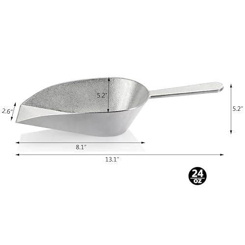 New Star Foodservice 34721 One-Piece Cast Aluminum Flat Bottom Bar Ice Flour Utility Scoop, 24-Ounce, Silver - size: 24-Ounce