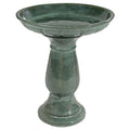 Sunnydaze Ceramic Bird Bath for Outdoors, 18” H, Green Mist | UV-Resistant, Glazed Finish, Pedestal Bird Bath Holds Up to 10 Cups of Water, Easy Assembly, Sturdy Bird Bath for Outside - style: Green Mist Glaze