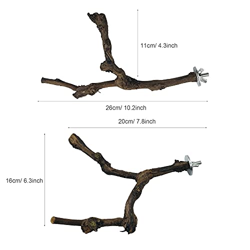4PCS Bird Perch Natural Grape Stick Bird Standing Stick Grapevine | Swing Chewing Toys Natural Grapevine Cage Perch For Parrot Cages Toy for Cockatiels, Parakeets, Finches - color: 4PCS Natural Grape Stick