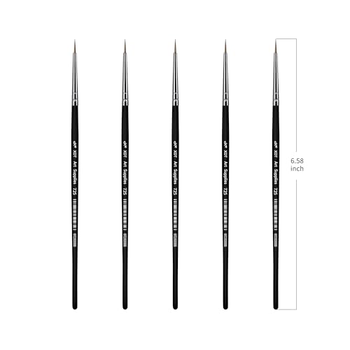 XDT#725 Micro Detail Artist Pin Point Painting Brush Set of 5 Piece #0000 Brushes Set, Acrylic Watercolor Oil, Fine Detailing Painting, Art, Scale Models, Easy Grip Handles - size: 5Pcs #0000