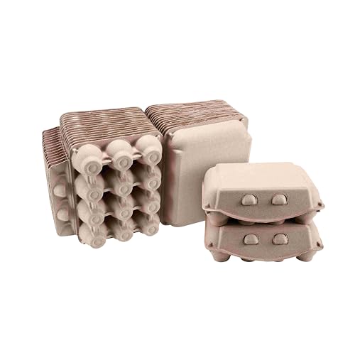 50 PCS Vintage Egg Cartons, Natural Paper Pulp Square Dozen Egg Cartons | Classical 3x4 Style Holds Up to One Twelve 12 Count Chicken Eggs, Sturdy Design Made from Recycled Cardboard Blank - size: 50 Pcs Dozen Egg Box