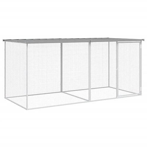 Chicken Coop with Roof, Large Galvanised Steel Poultry Cage for Backyard, 79.9 x 38.6 x 35.4 inch Outdoor Run for Hens and Small Animals, Weather-Resistant Pet Enclosure