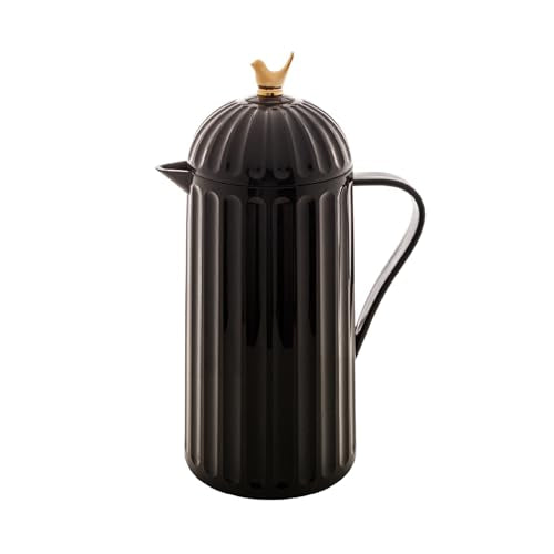 WOLFF - Bird Thermal Coffee Carafe - Hot or Cold Drinks, Plastic Exterior and Glass Insulation Lining Flask Coffee Dispenser, Thermal Bottle for Beverages, Tea and Water Pitcher- Black, 34floz/1L - color: Black