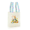 Easter Basket Bunny Canvas Tote Bag, 12.2x11 Inches, Natural Canvas, Hand-Carry, for Gift and Easter Egg Collection - color: C-blue